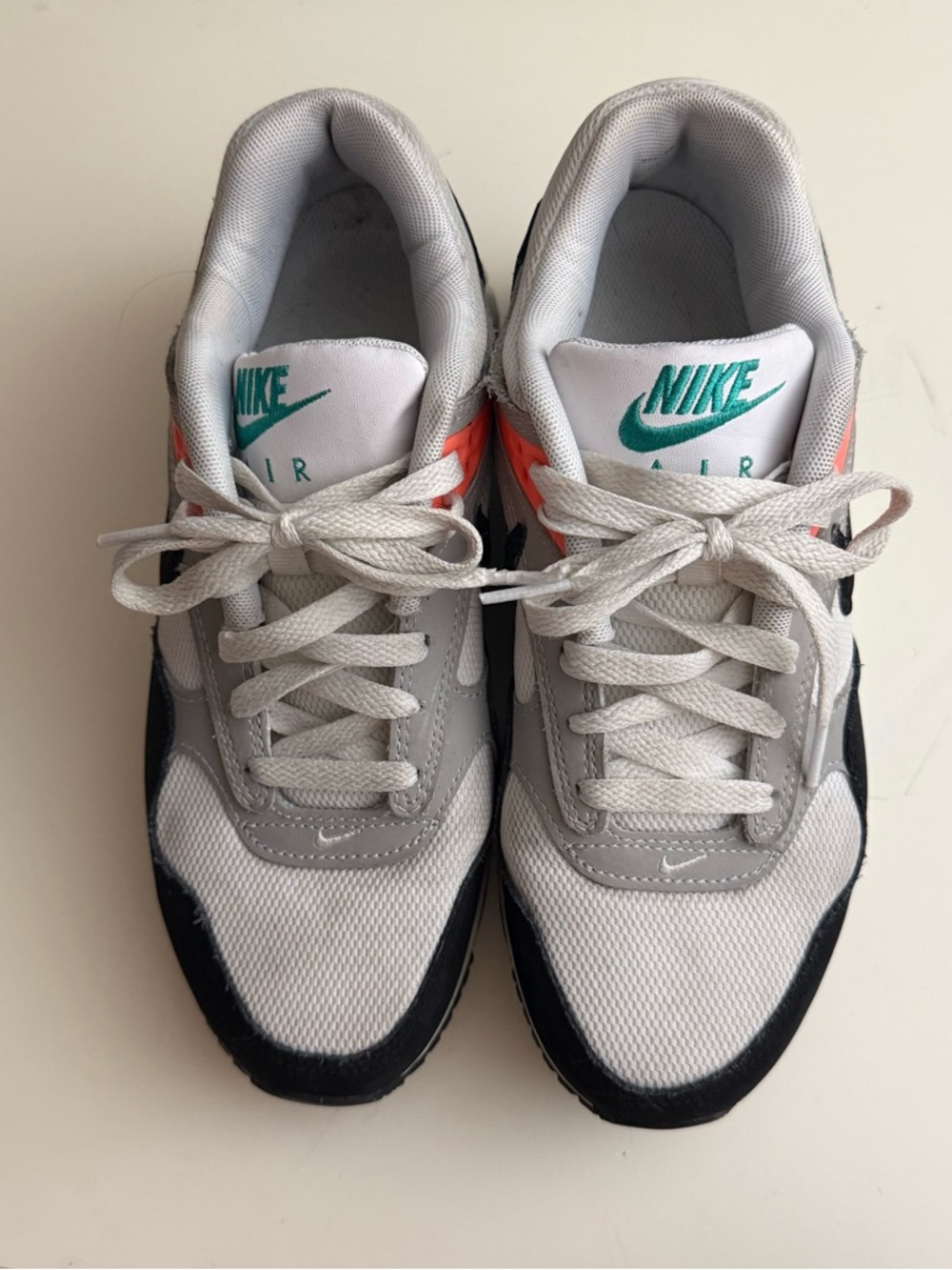 Nike White, Black & Teal Air Max Sneakers with Coral Accents - Picture 3 of 10